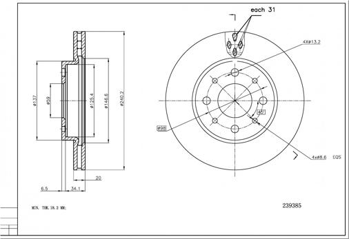 Hart 239 385 - Əyləc Diski furqanavto.az