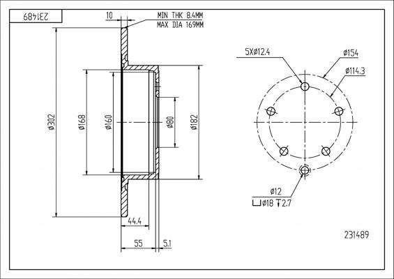 Hart 231 489 - Əyləc Diski furqanavto.az