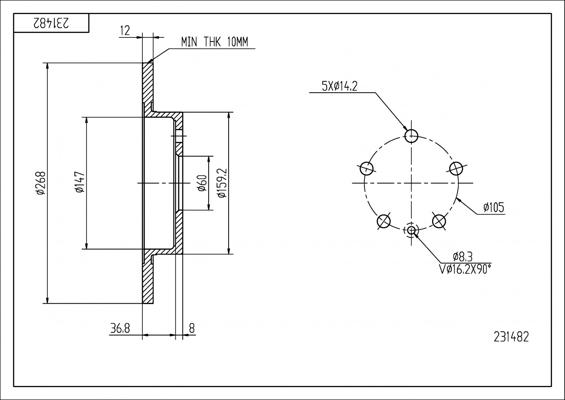 Hart 231 482 - Əyləc Diski furqanavto.az