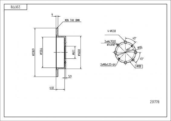 Hart 231 778 - Əyləc Diski furqanavto.az