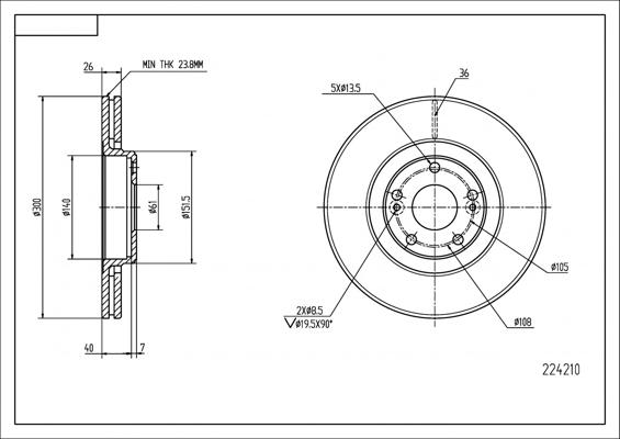 Hart 224 210 - Əyləc Diski furqanavto.az