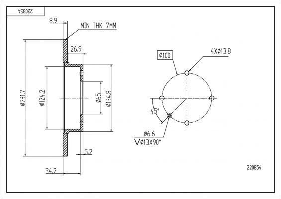 Hart 220 854 - Əyləc Diski furqanavto.az