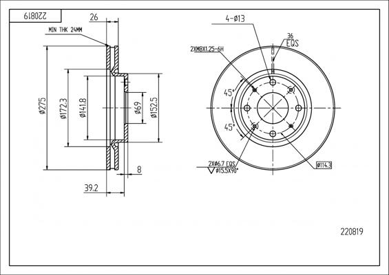 Hart 220 819 - Əyləc Diski furqanavto.az