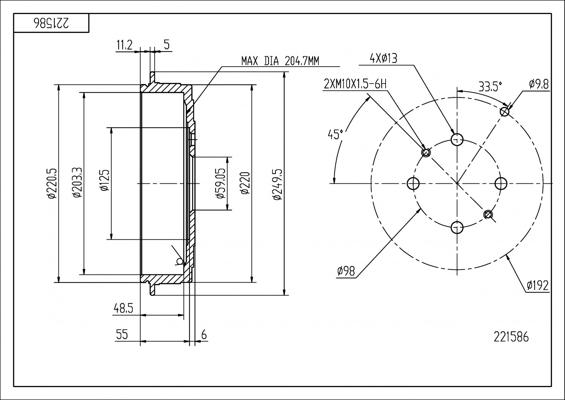 Hart 221 586 - Əyləc barabanı furqanavto.az