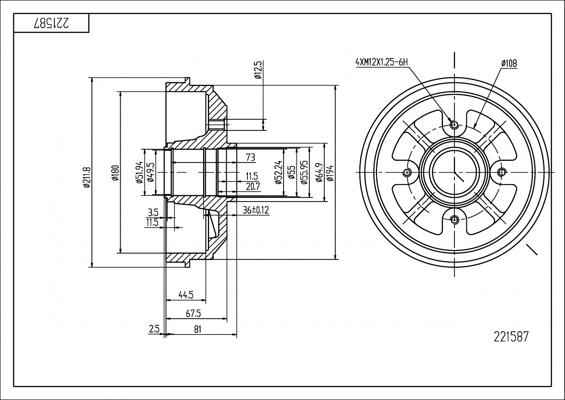 Hart 221 587 - Əyləc barabanı furqanavto.az