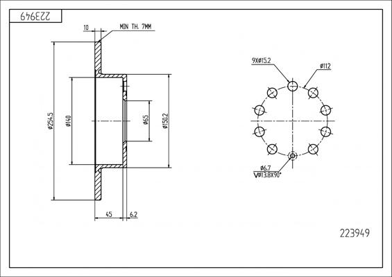 Hart 223 949 - Əyləc Diski furqanavto.az