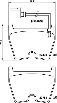 HELLA 8DB 355 025-171 - Əyləc altlığı dəsti, əyləc diski furqanavto.az