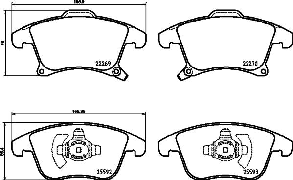 HELLA 8DB 355 025-201 - Əyləc altlığı dəsti, əyləc diski furqanavto.az