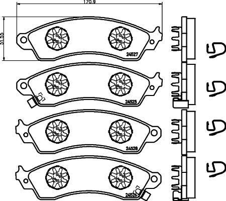 HELLA 8DB 355 021-031 - Əyləc altlığı dəsti, əyləc diski furqanavto.az