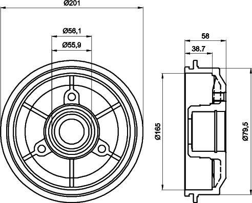 HELLA 8DT 355 300-051 - Əyləc barabanı furqanavto.az