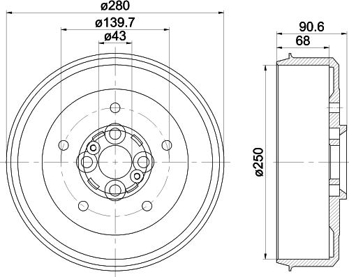 HELLA 8DT 355 300-881 - Əyləc barabanı furqanavto.az