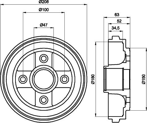 HELLA 8DT 355 300-381 - Əyləc barabanı furqanavto.az