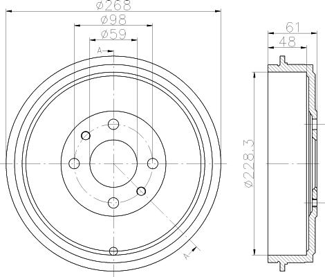 HELLA 8DT 355 301-091 - Əyləc barabanı furqanavto.az