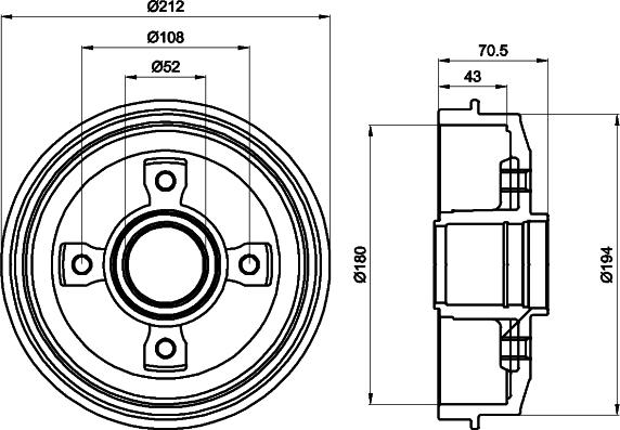 HELLA 8DT 355 301-211 - Əyləc barabanı furqanavto.az