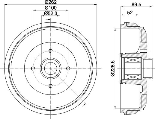 HELLA 8DT 355 303-411 - Əyləc barabanı furqanavto.az