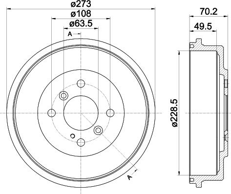 HELLA 8DT 355 303-001 - Əyləc barabanı furqanavto.az