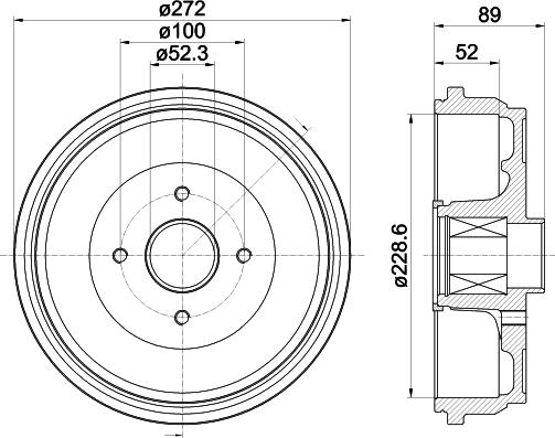 HELLA 8DT 355 303-111 - Əyləc barabanı furqanavto.az