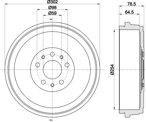 HELLA 8DT 355 303-341 - Əyləc barabanı furqanavto.az