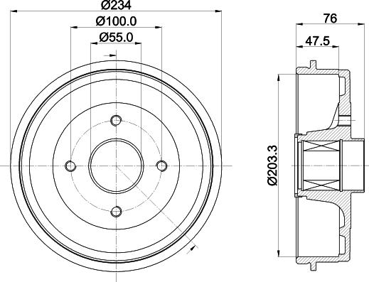 HELLA 8DT 355 303-321 - Əyləc barabanı furqanavto.az