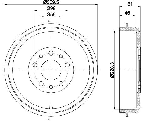 HELLA 8DT 355 303-211 - Əyləc barabanı furqanavto.az