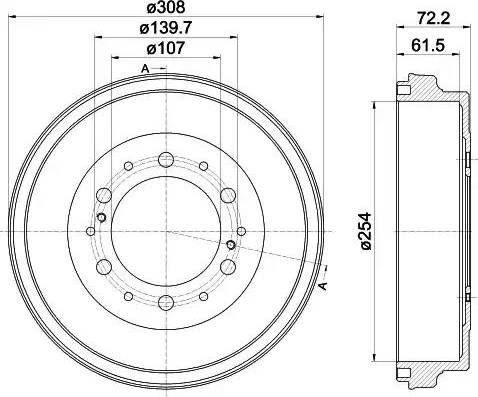 HELLA 8DT 355 302-541 - Əyləc barabanı furqanavto.az