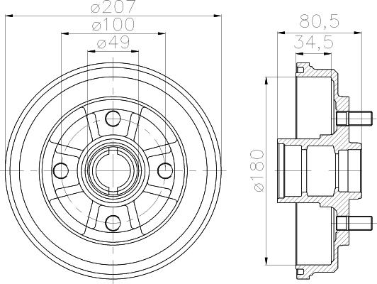 HELLA 8DT 355 302-061 - Əyləc barabanı furqanavto.az