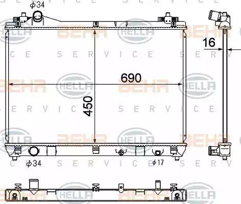 HELLA 8MK 376 790-241 - Radiator, mühərrikin soyudulması furqanavto.az