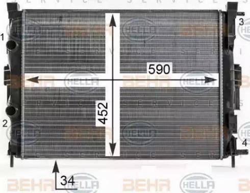 HELLA 8MK 376 700-681 - Radiator, mühərrikin soyudulması furqanavto.az