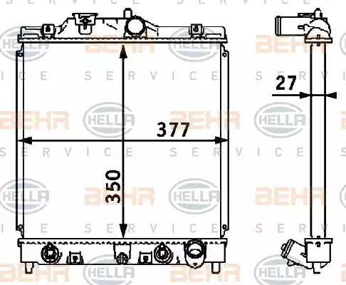 HELLA 8MK 376 708-381 - Radiator, mühərrikin soyudulması furqanavto.az