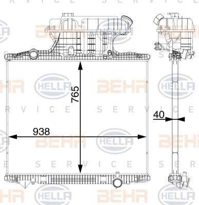 HELLA 8MK 376 702-844 - Radiator, mühərrikin soyudulması furqanavto.az