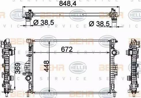 HELLA 8MK 376 787-121 - Radiator, mühərrikin soyudulması furqanavto.az