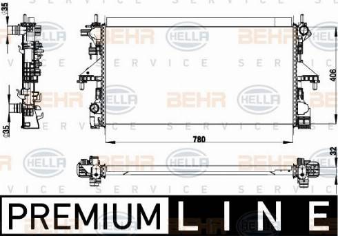 HELLA 8MK 376 733-411 - Radiator, mühərrikin soyudulması furqanavto.az