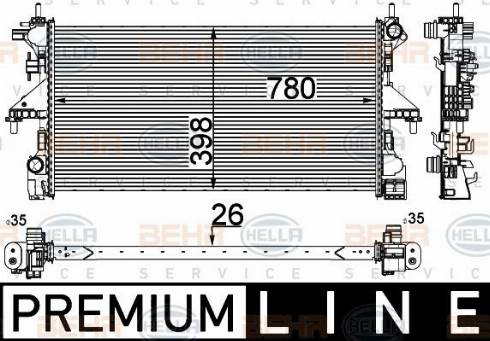 HELLA 8MK 376 733-561 - Radiator, mühərrikin soyudulması furqanavto.az