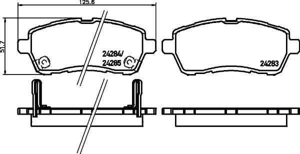 HELLA PAGID 8DB 355 045-451 - Əyləc altlığı dəsti, əyləc diski furqanavto.az