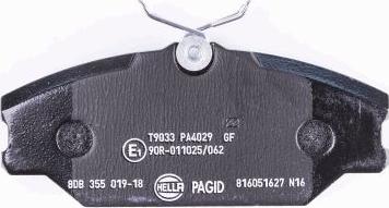 HELLA PAGID 8DB 355 019-181 - Əyləc altlığı dəsti, əyləc diski furqanavto.az