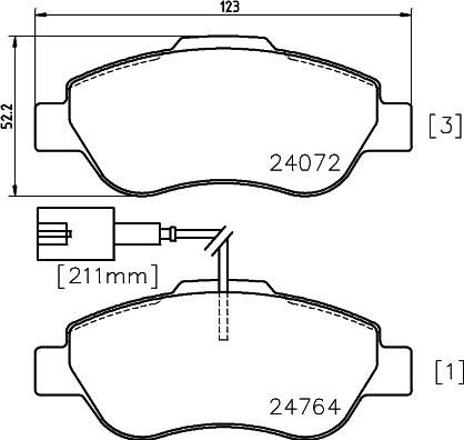 HELLA PAGID 8DB 355 014-471 - Əyləc altlığı dəsti, əyləc diski furqanavto.az