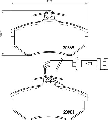 HELLA PAGID 8DB 355 017-651 - Əyləc altlığı dəsti, əyləc diski www.furqanavto.az