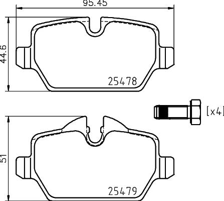 HELLA PAGID 8DB 355 026-041 - Əyləc altlığı dəsti, əyləc diski furqanavto.az