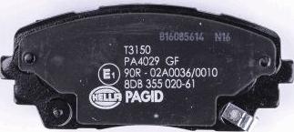 HELLA PAGID 8DB 355 020-611 - Əyləc altlığı dəsti, əyləc diski furqanavto.az