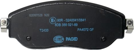 HELLA PAGID 8DB 355 021-891 - Əyləc altlığı dəsti, əyləc diski furqanavto.az