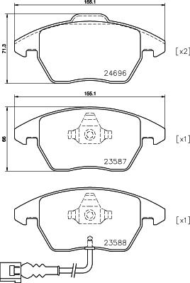 HELLA PAGID 8DB 355 023-161 - Əyləc altlığı dəsti, əyləc diski furqanavto.az