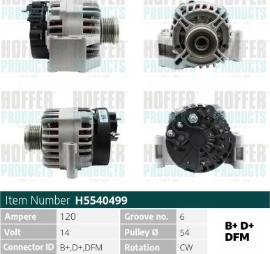 Hoffer H5540499 - Alternator furqanavto.az