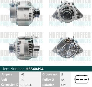 Hoffer H5540494 - Alternator furqanavto.az