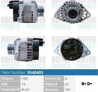 Hoffer H5540403 - Alternator furqanavto.az