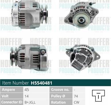 Hoffer H5540481 - Alternator furqanavto.az