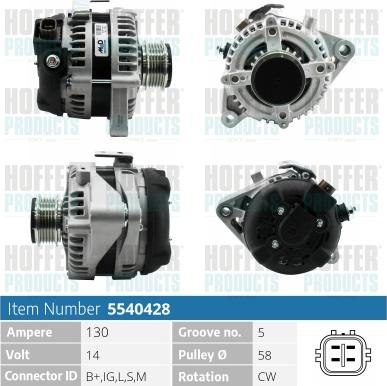 Hoffer H5540428 - Alternator furqanavto.az