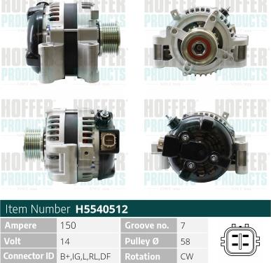 Hoffer H5540512 - Alternator furqanavto.az