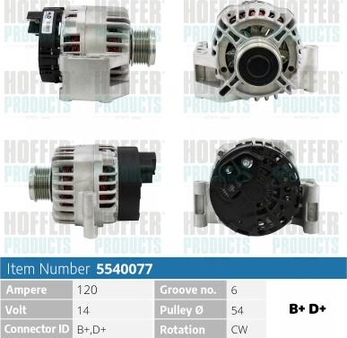 Hoffer H5540077 - Alternator furqanavto.az