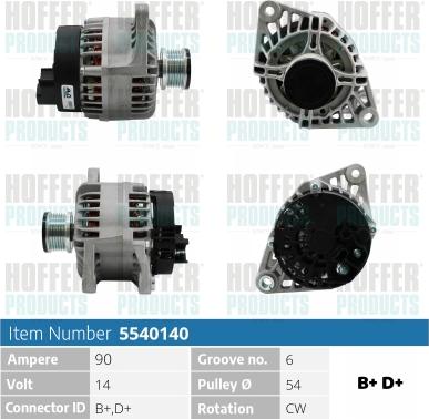 Hoffer H5540140 - Alternator furqanavto.az