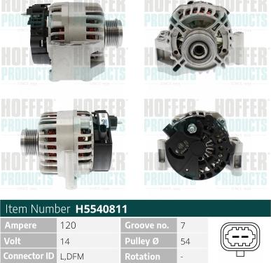 Hoffer H5540811 - Alternator furqanavto.az